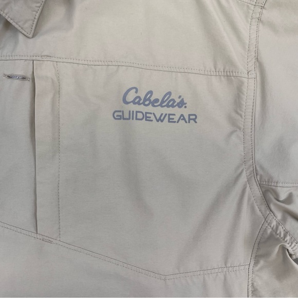 Cabela's Shirt Large Beige Button up GlideWear Vented Performance UPF 50 Men - Picture 5 of 13